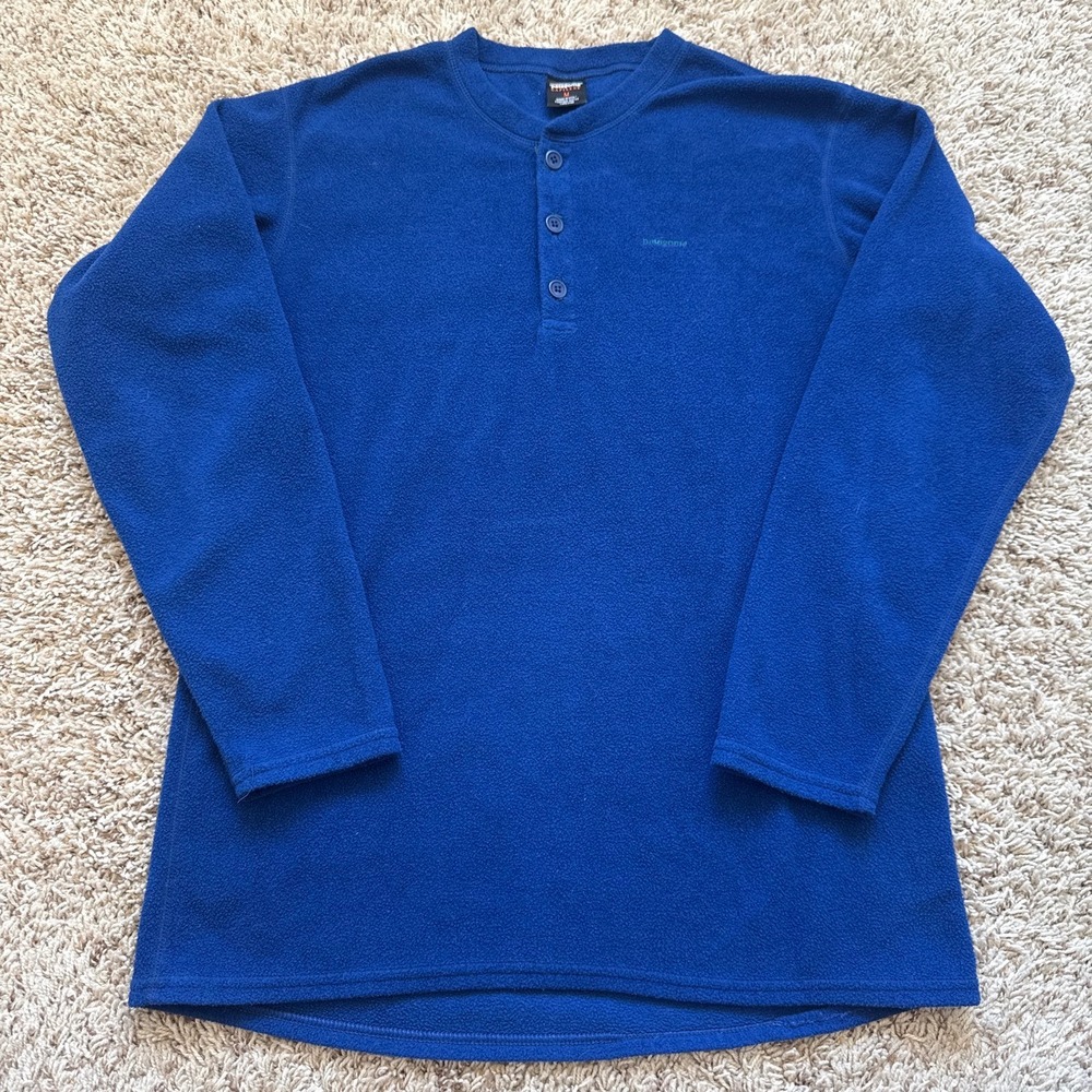 Patagonia 90s Capilene Fleece Henley Mens Medium Blue Long Sleeve Made USA Vtg